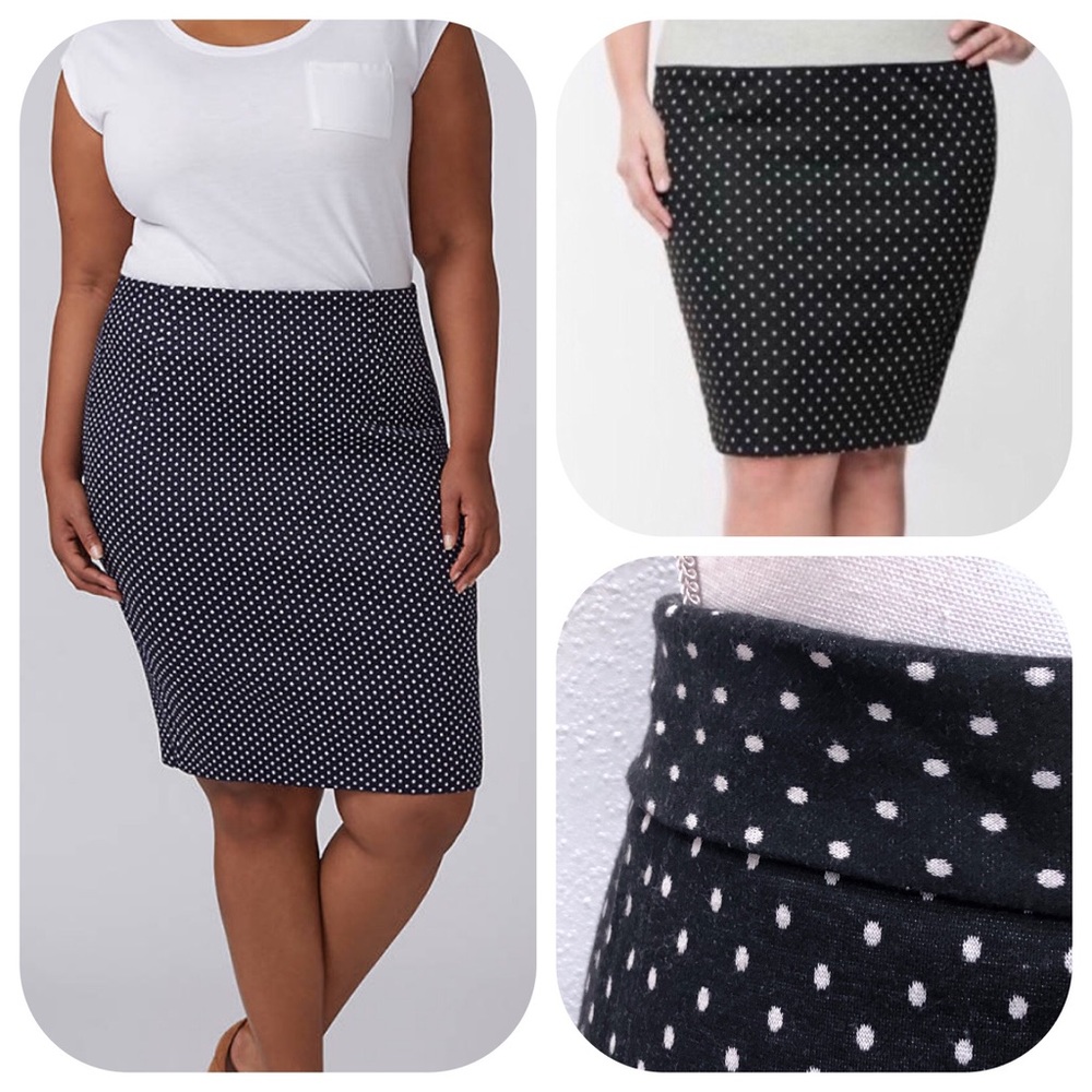 Lane Bryant Black & White Polka Dot Pencil Skirt